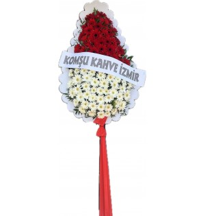 orta boy kırmızı beyaz gerbera çelenk